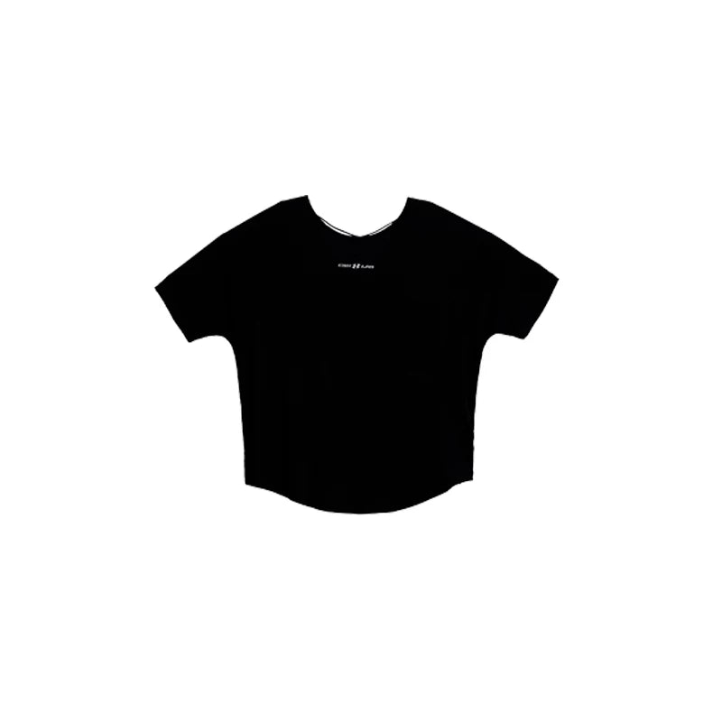 背中見せ半袖カバーアップTシャツ