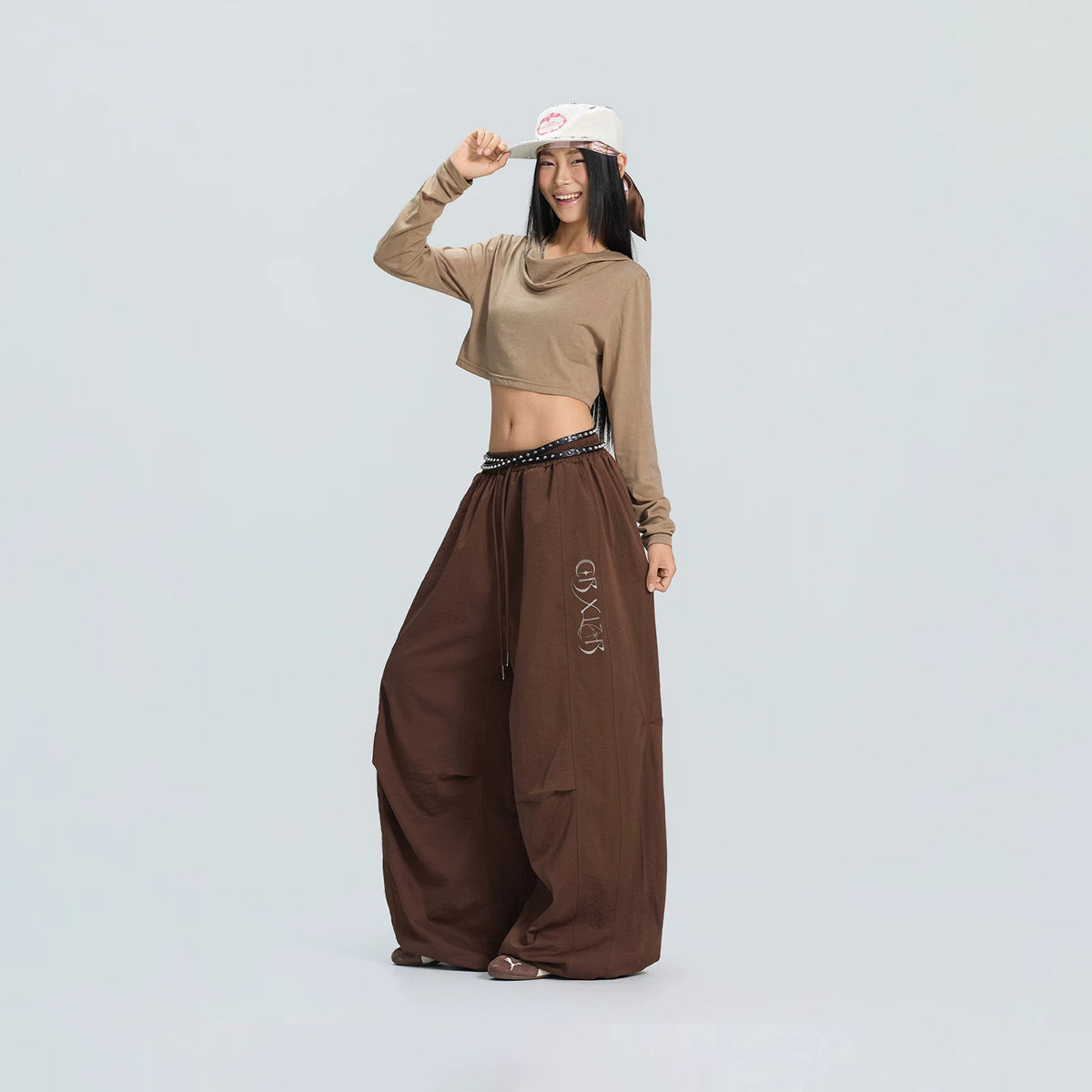 3D立体シルバー箔プリントバナナパンツ