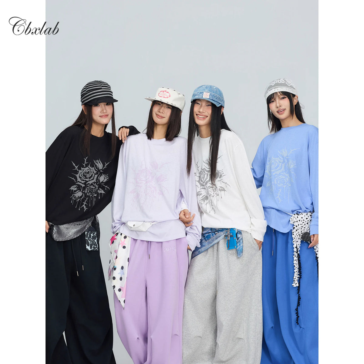 ローズプリント長袖トップス