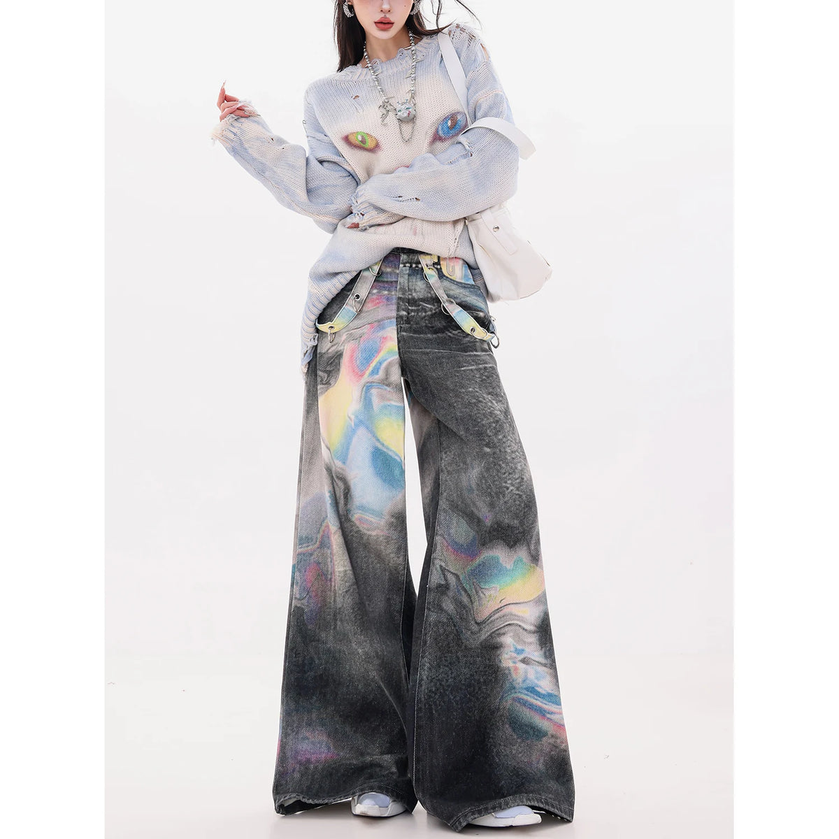 グラデーション染め ワイドデニムパンツ