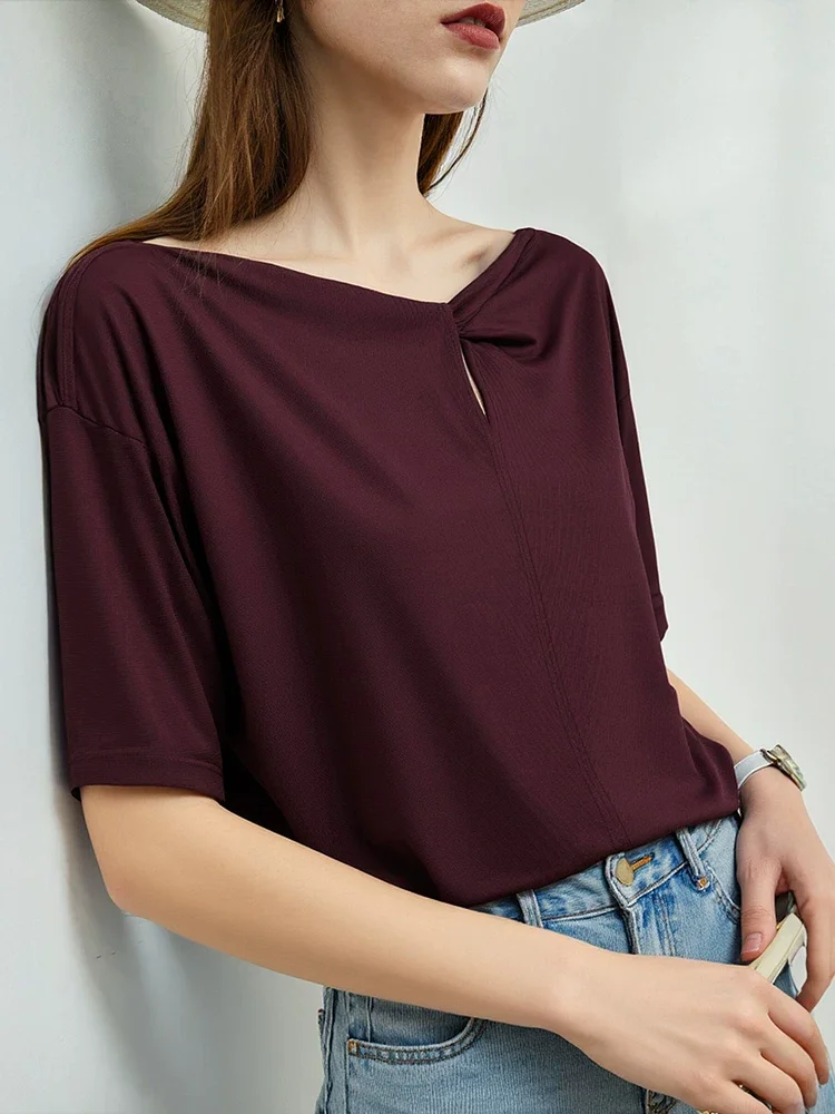 Amii リヨセルシルクコットン ツイスト Tシャツ