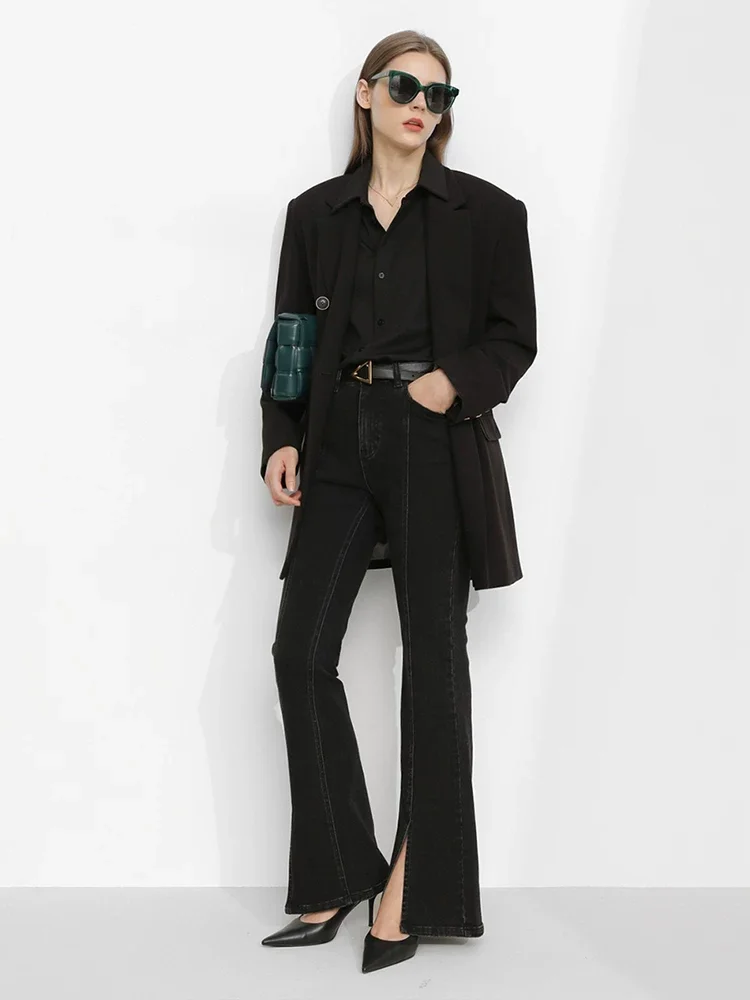 Amii ストレッチ 長袖ベーシックシャツ