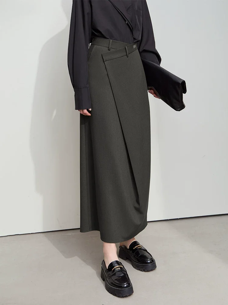 Amii ノーアイロン アシンメトリー Aラインスカート