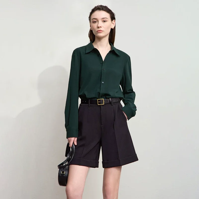 Amii ストレッチコットン ストレート 正肩 長袖シャツ