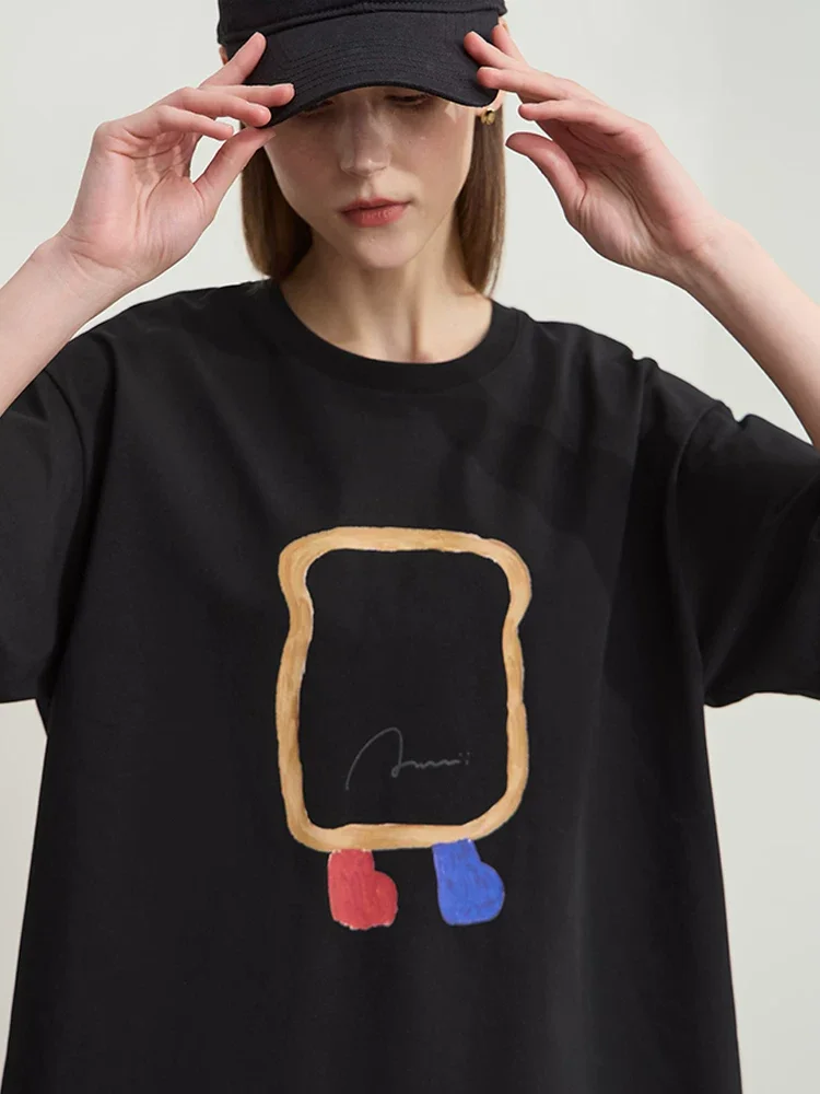 Amii トーストプリント ミドル丈Tシャツ