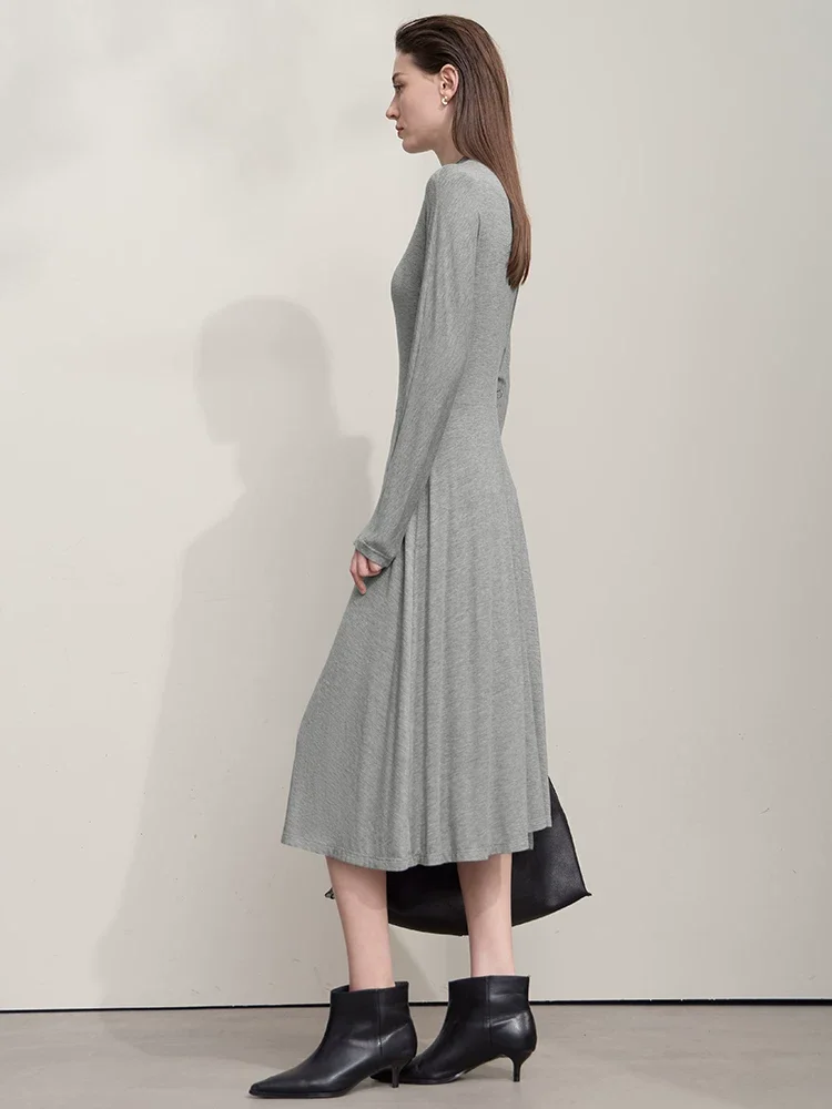 Amii ストレッチ ウエストマーク Aライン ワンピース
