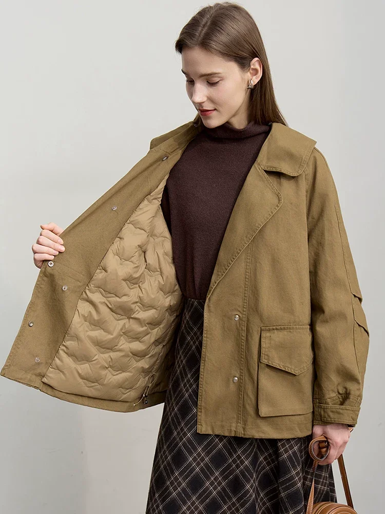 Amii 厚手 パーカー型 ダウンコート