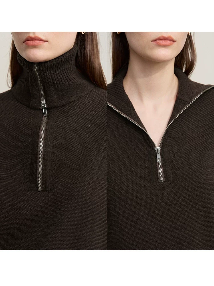 Amii ハイネック 2WAY ストレッチ 長袖 ニット