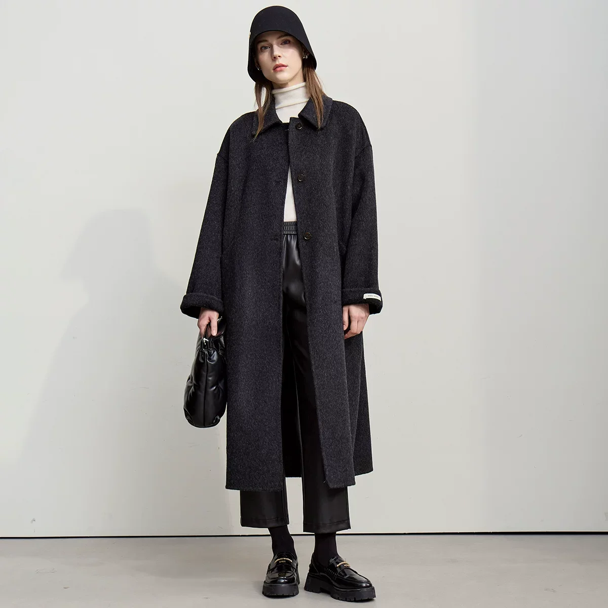 Amii ウール混 リバー ロング コート