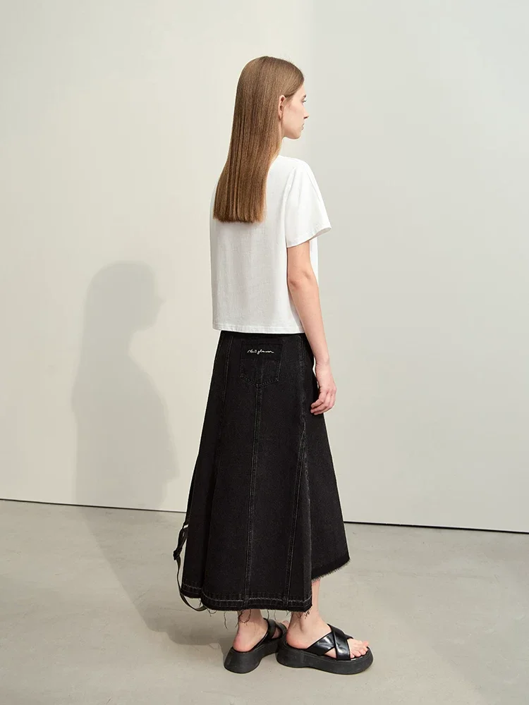 Amii コットン レタープリント ショート 半袖Tシャツ