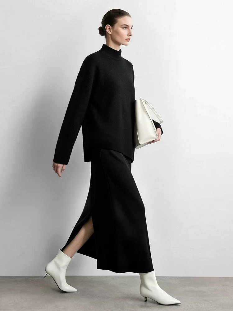 Amii ハイネックニット&スリットスカート セットアップ