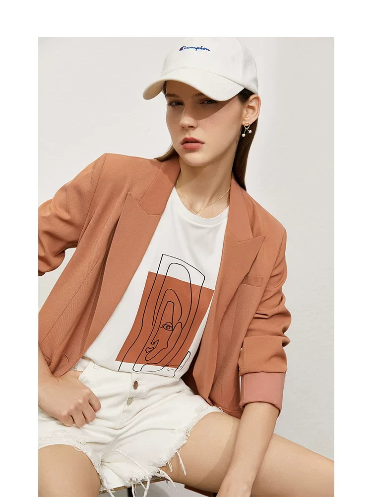Amii アイスコットン 幾何プリント 半袖Tシャツ