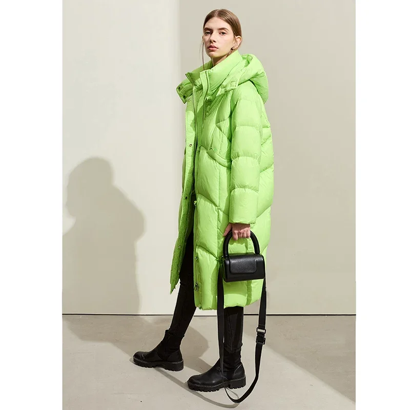 Amii ダックダウン 取り外し式 ロングパフダウンコート