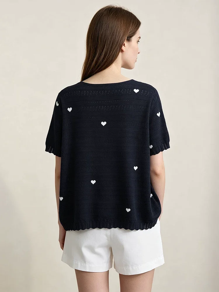 Amii ハート ニットTシャツ