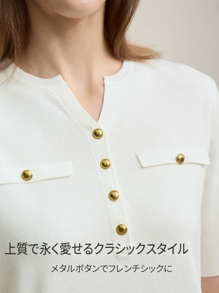 Amii アイスシルク 四平編み 半袖ニット