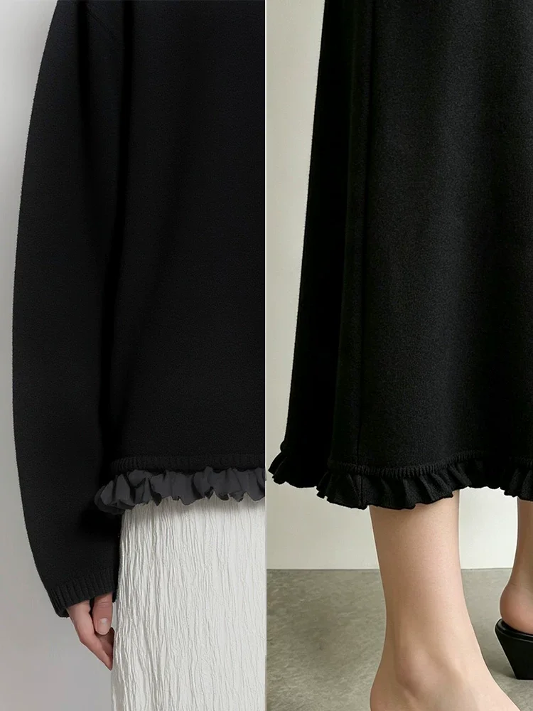 Amii 花びらフリル ニット&リボンスカート セットアップ