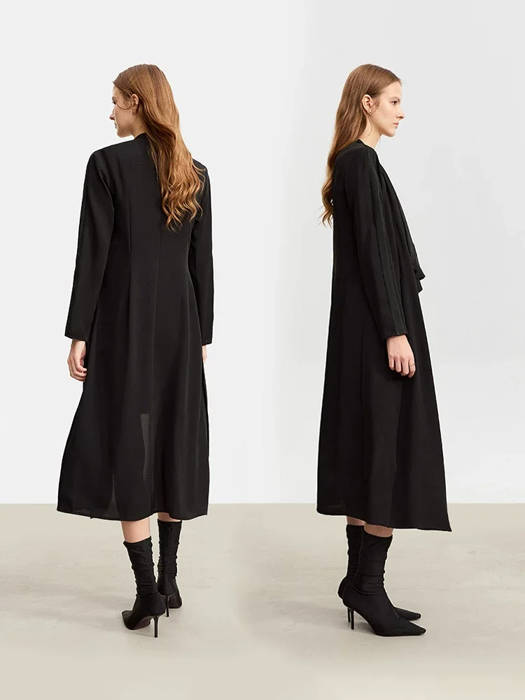 Amii ドレープネック シフォン ロング ジャケット