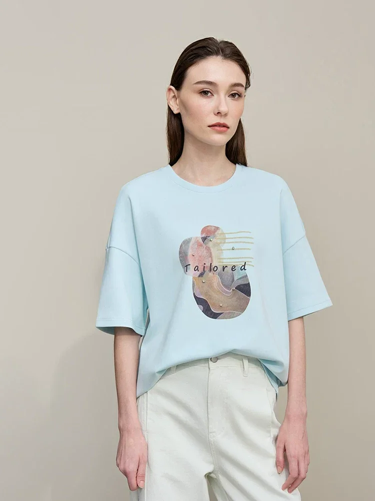 Amii ラインストーン プリント Tシャツ