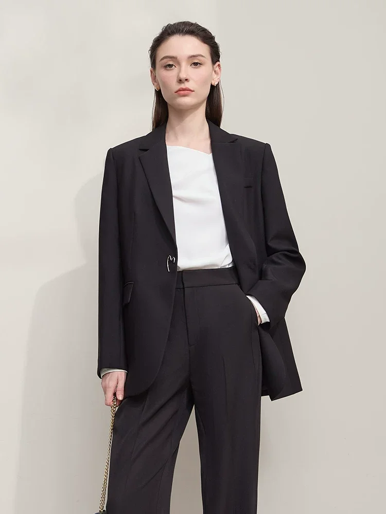 Amii ドレープネック 長袖シフォンブラウス