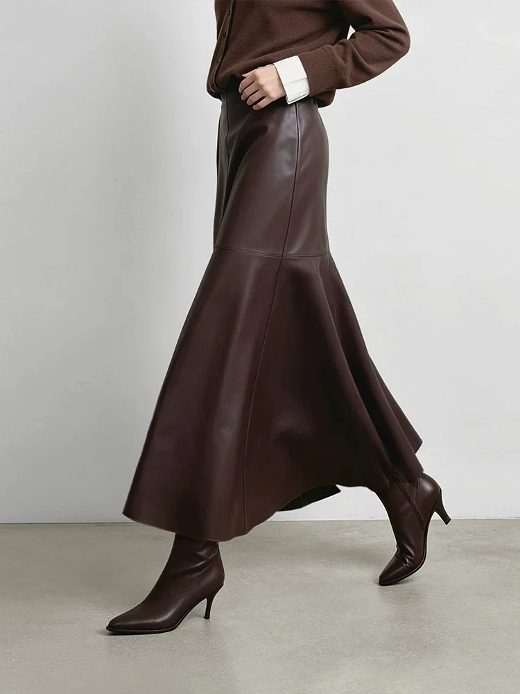 Amii エコレザー 切りっぱなし マーメイドスカート