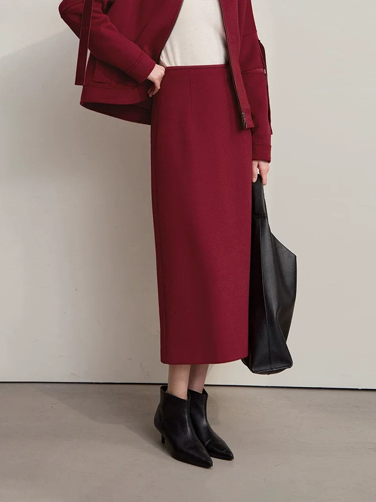 Amii ジップジャケット&ロングスカート ウールセット