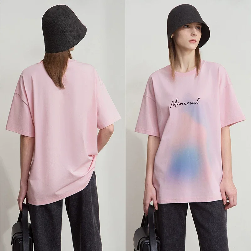 Amii ぼかし染め 接触冷感 刺繍 ミディアムTシャツ