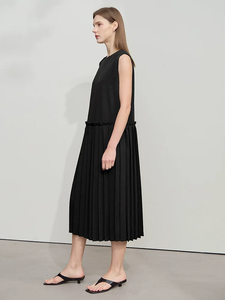 Amii アコーディオンプリーツ ロングワンピース