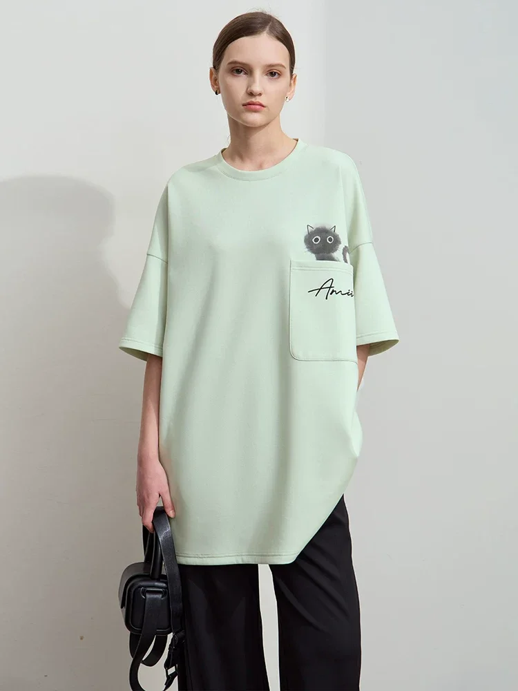 Amii エアレイヤー プリント 半袖Tシャツ