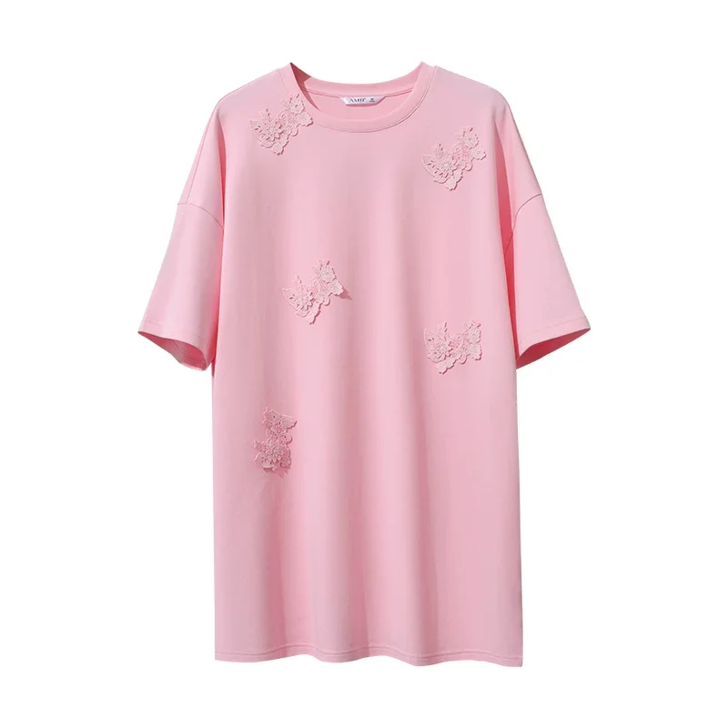 Amii レース切替 エアレイヤー 半袖Tシャツ