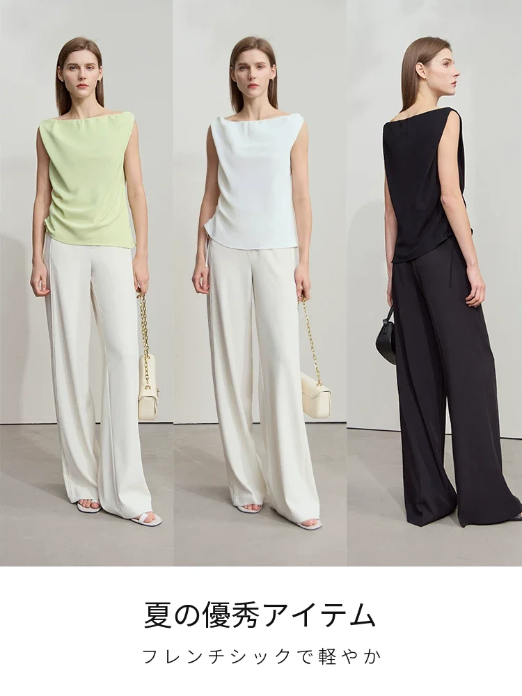 Amii シフォン オフショルダー ドレープ ブラウス