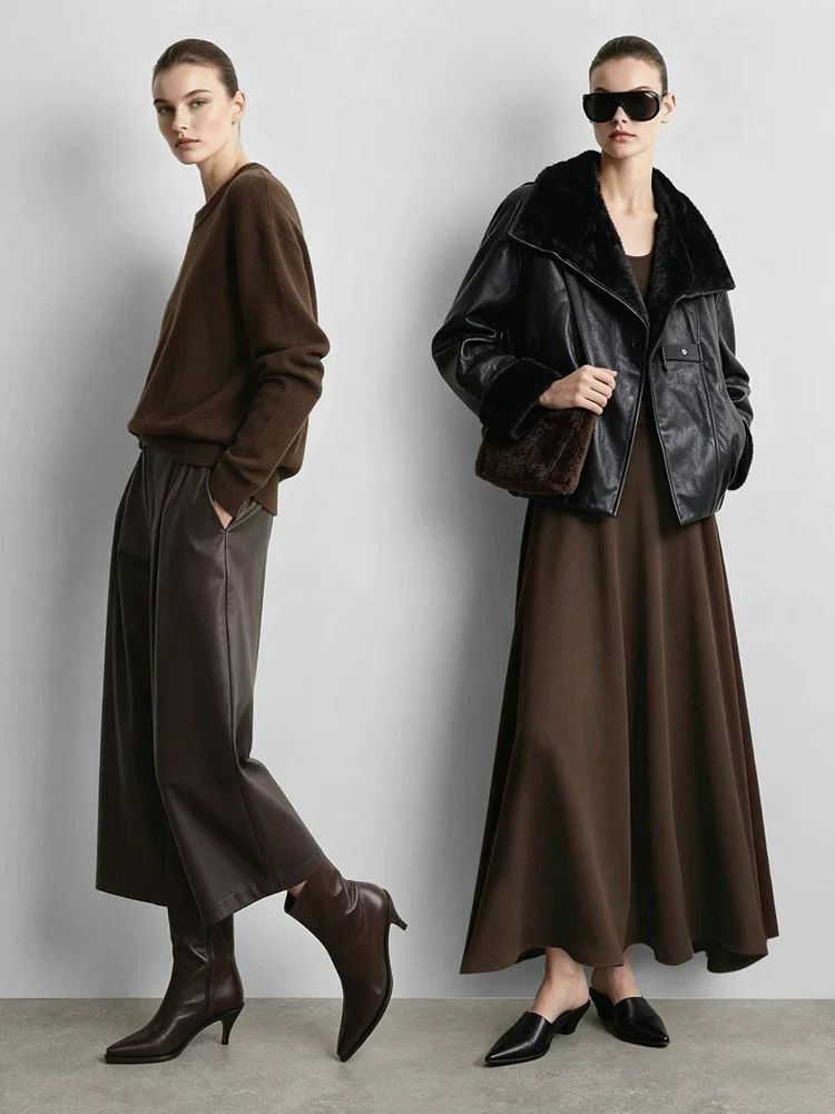 Amii クルーネック ニット&スカート ニットセットアップ