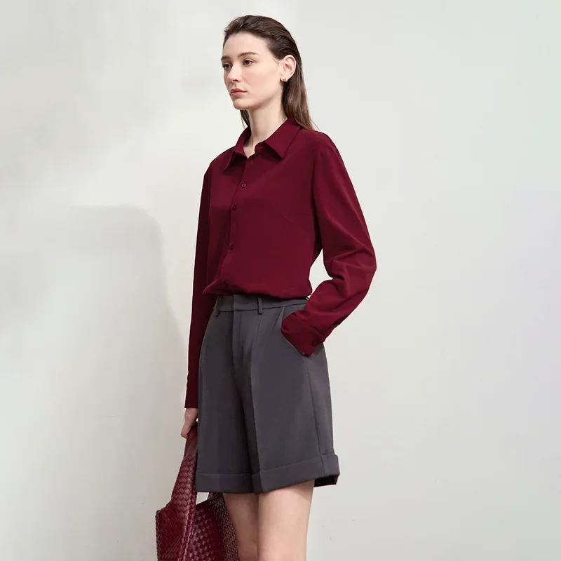 Amii ストレッチコットン ストレート 正肩 長袖シャツ