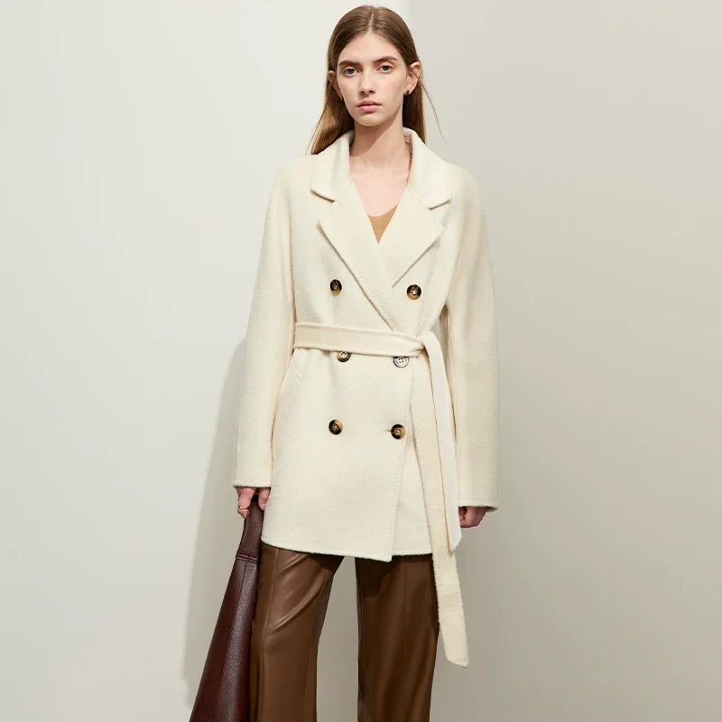 Amii ウールシルク ベルト付き リバーコート