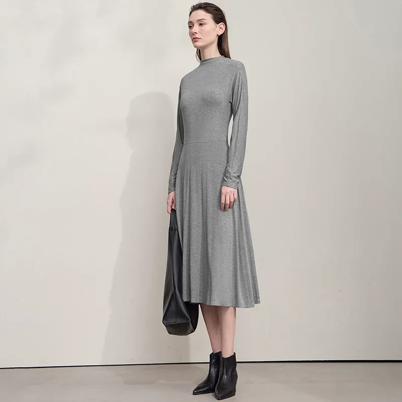 Amii ストレッチ ウエストマーク Aライン ワンピース