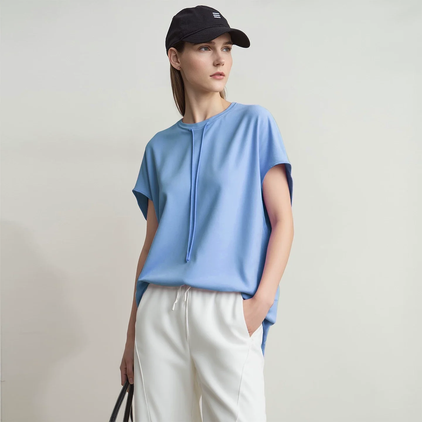 Amii 接触冷感 UVカット ドローコード 連袖Tシャツ