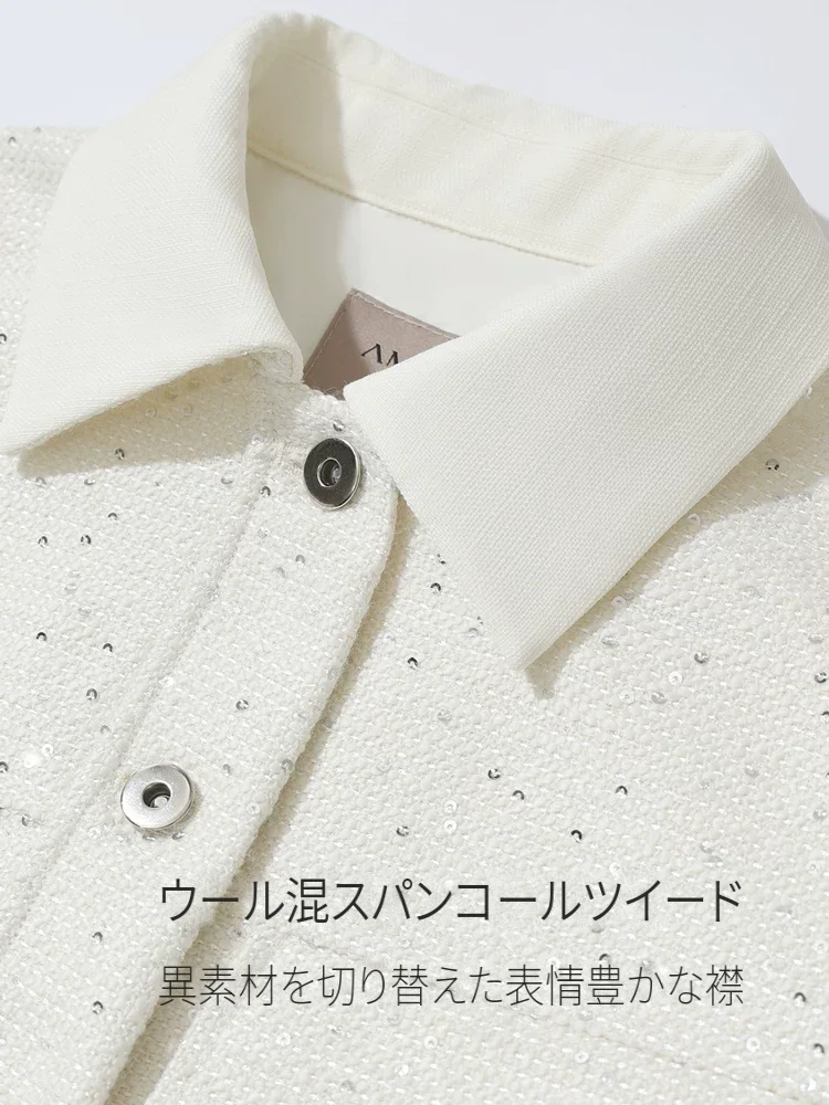 Amii ウール スパンコール ショートジャケット