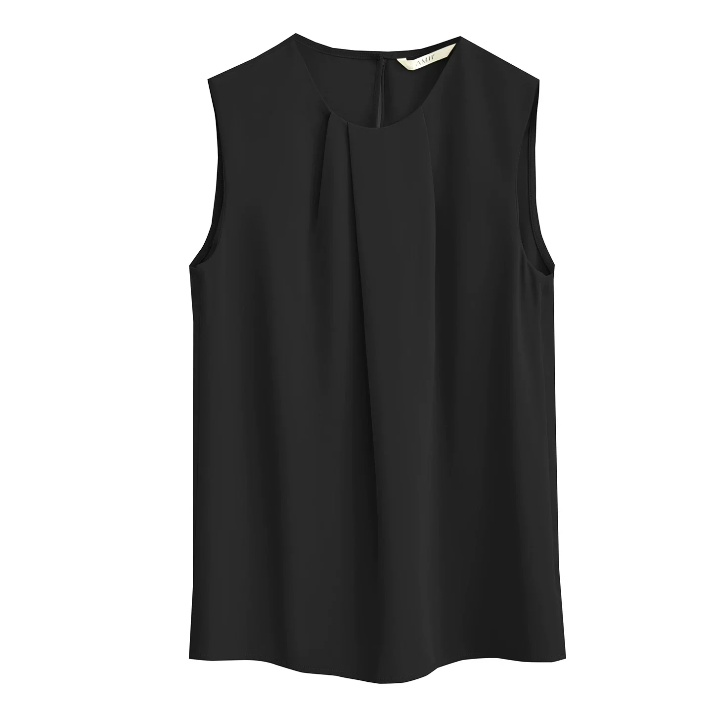Amii ノースリーブ イレギュラータック シフォンブラウス