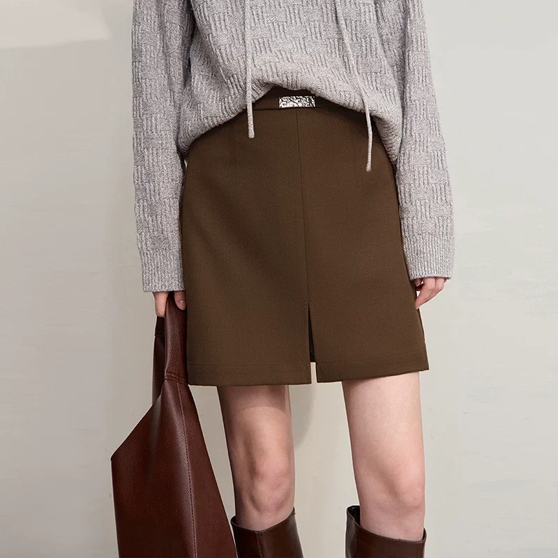 Amii スリット ベルト付き ショート スカートパンツ