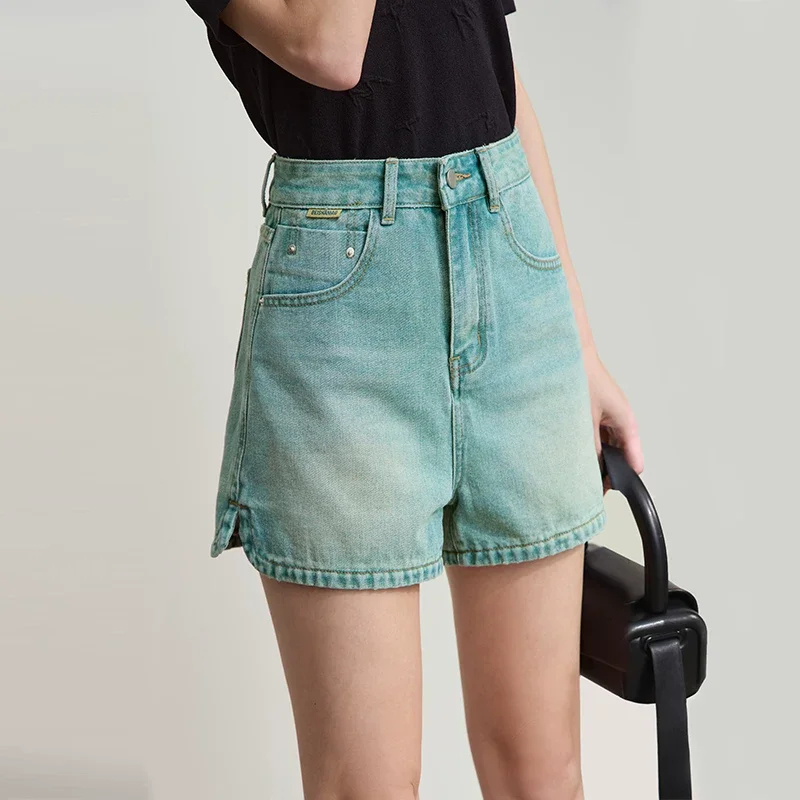 Amii ヴィンテージ加工 デニムショートパンツ