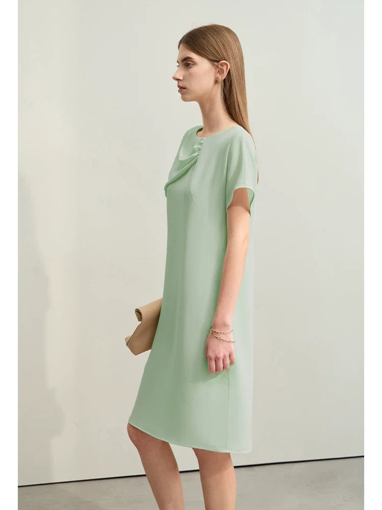 Amii アシンメトリータック Hライン シフォンワンピース