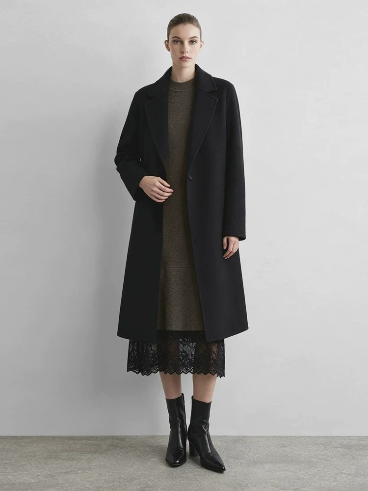 Amii モックネック レース スリット ニットワンピース