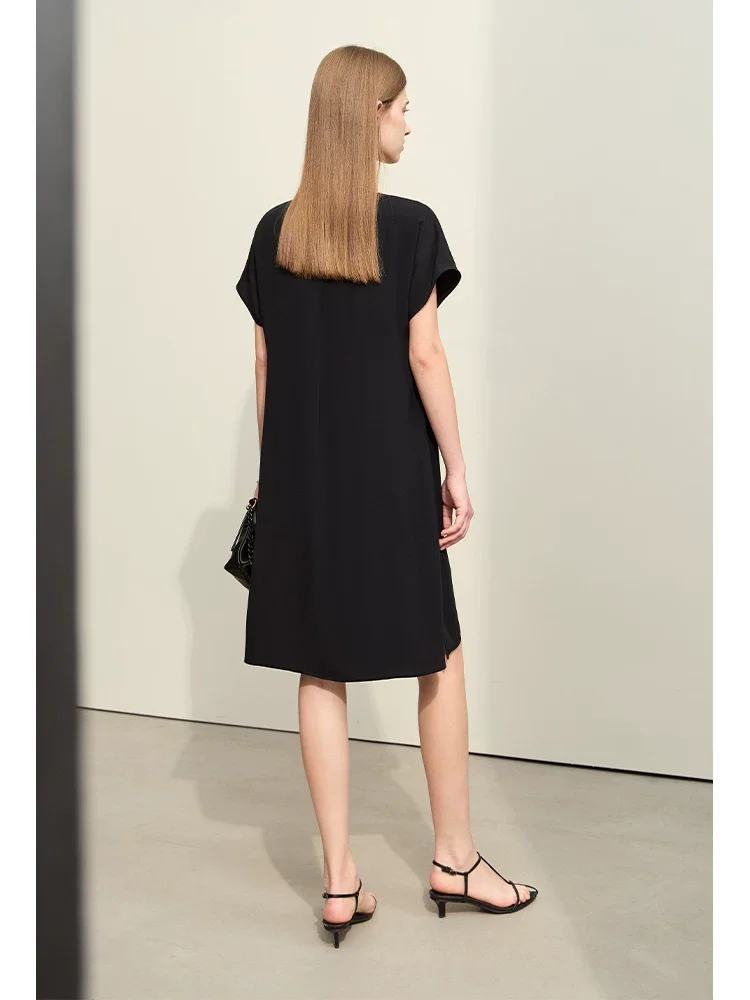 Amii アシンメトリータック Hライン シフォンワンピース