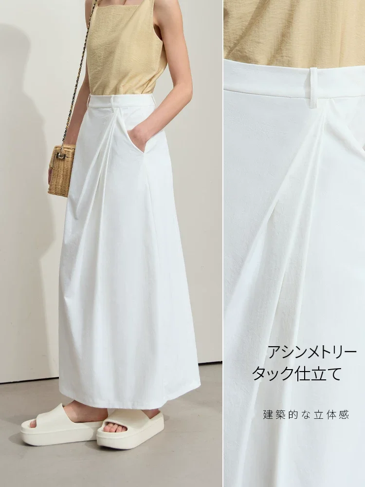 Amii アシンメトリー タック Aライン ロングスカート