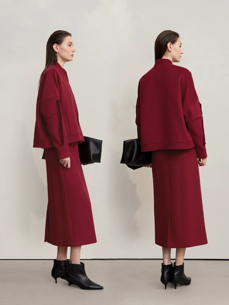 Amii ジップジャケット&ロングスカート ウールセット