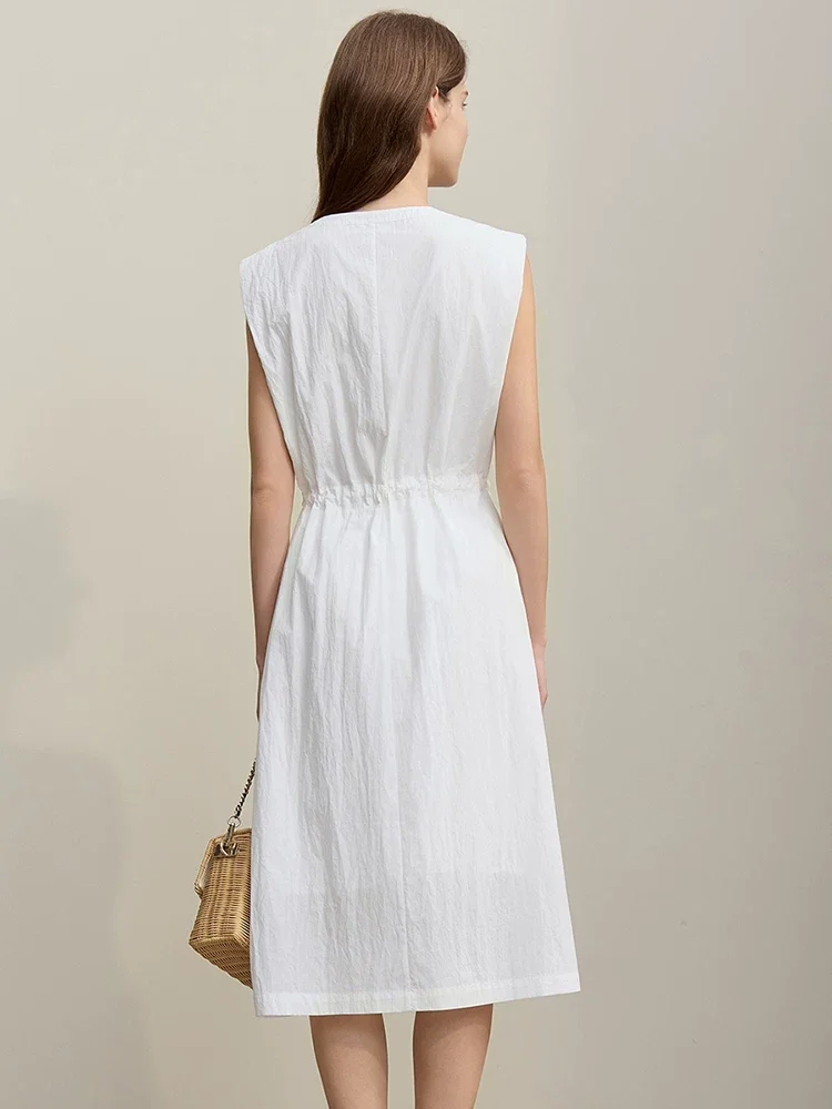 Amii コットンタッチ ウエストマーク ロング ワンピース