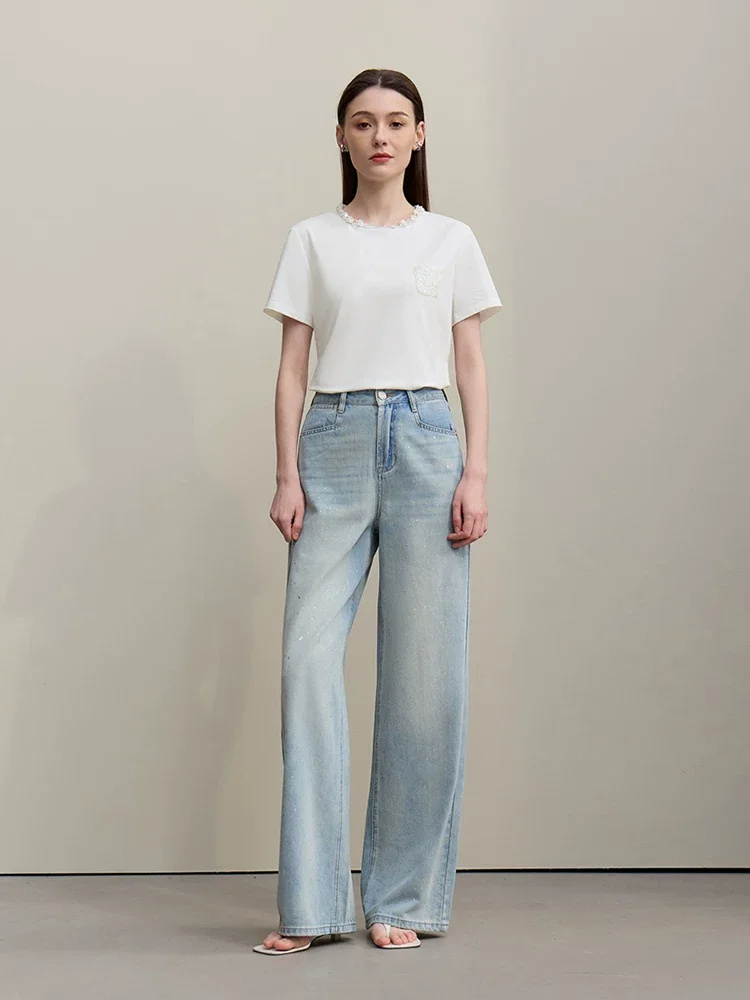Amii アイスコットン レースポケット 半袖Tシャツ