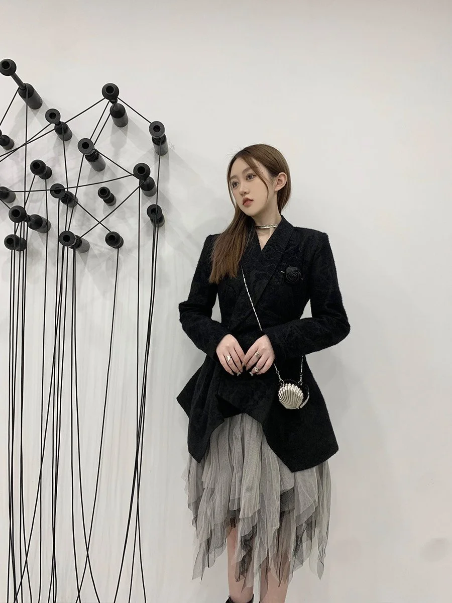 BB BLUE ジャカード 起毛 アシンメトリー ジャケット｜商品写真