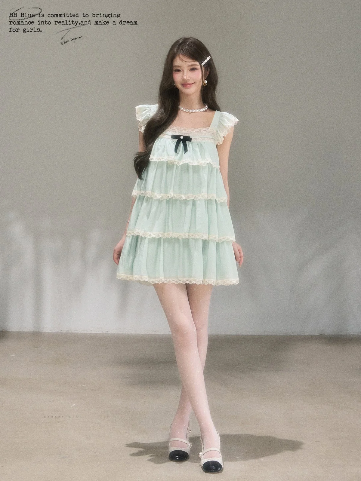 BB BLUE テンセル フリル袖 ティアード ショートワンピース｜商品写真