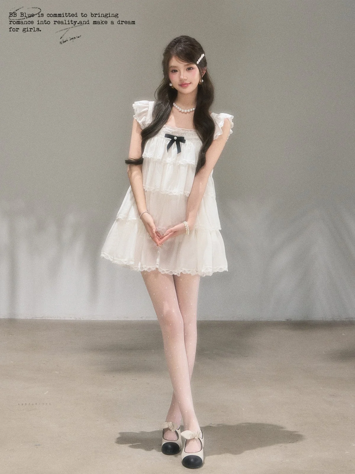 BB BLUE テンセル フリル袖 ティアード ショートワンピース｜商品写真