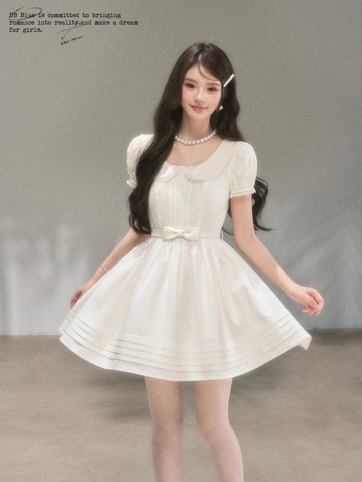 BB BLUE 丸襟 テンセル Aライン ワンピース｜商品写真